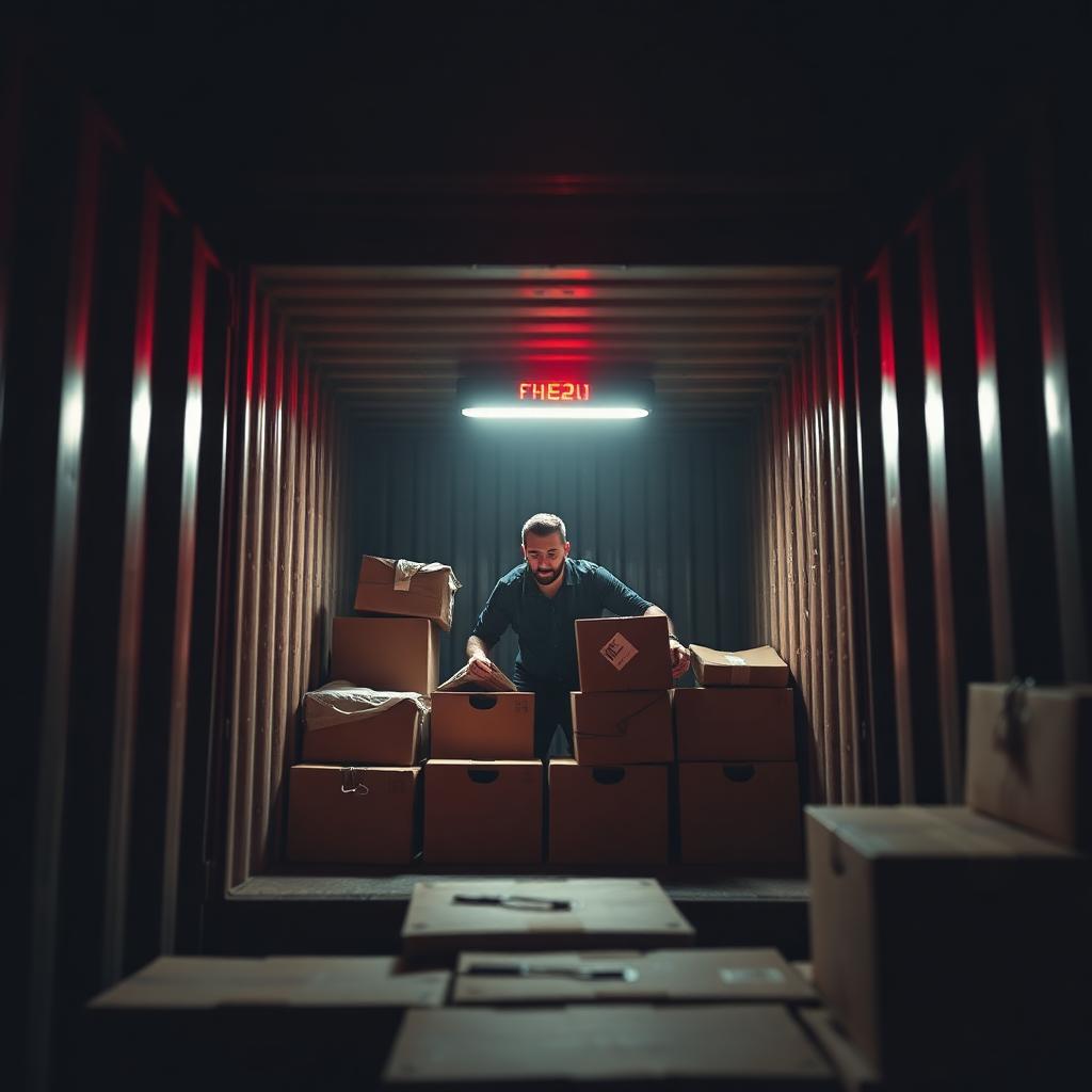 Empty shipping container with worthless boxes instead of ordered goods