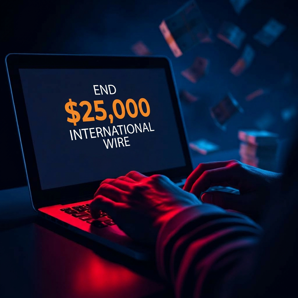Business owner sending a large international wire transfer